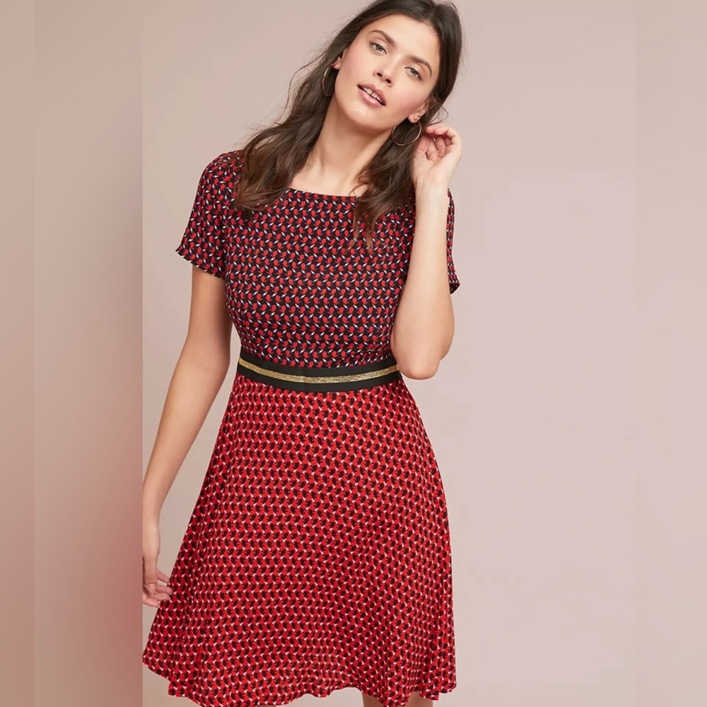 Maeve by Anthropologie Red Rabbit Carrot Novelty Print Dress - Size 2